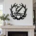 Personalized Initial Name Monogram metal wall sign displayed on the wall