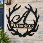 Personalized Initial Name Monogram metal wall sign displayed on the wall