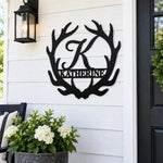 Personalized Initial Name Monogram metal wall sign displayed on the wall