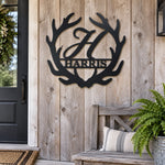 Personalized Initial Name Monogram metal wall sign displayed on the wall
