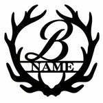 Personalized Initial Name Monogram metal wall sign displayed on the wall