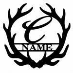 Personalized Initial Name Monogram metal wall sign displayed on the wall