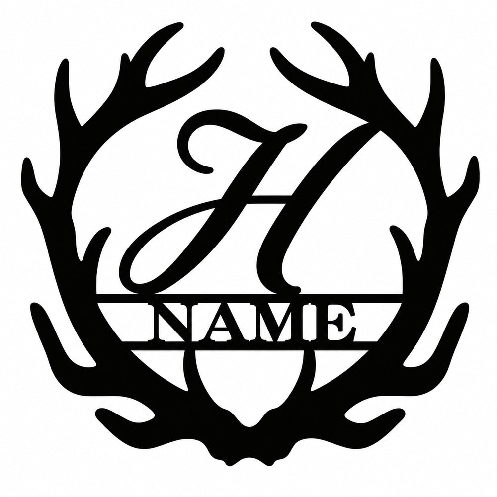 Personalized Initial Name Monogram metal wall sign displayed on the wall