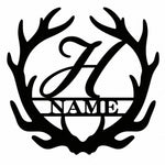 Personalized Initial Name Monogram metal wall sign displayed on the wall