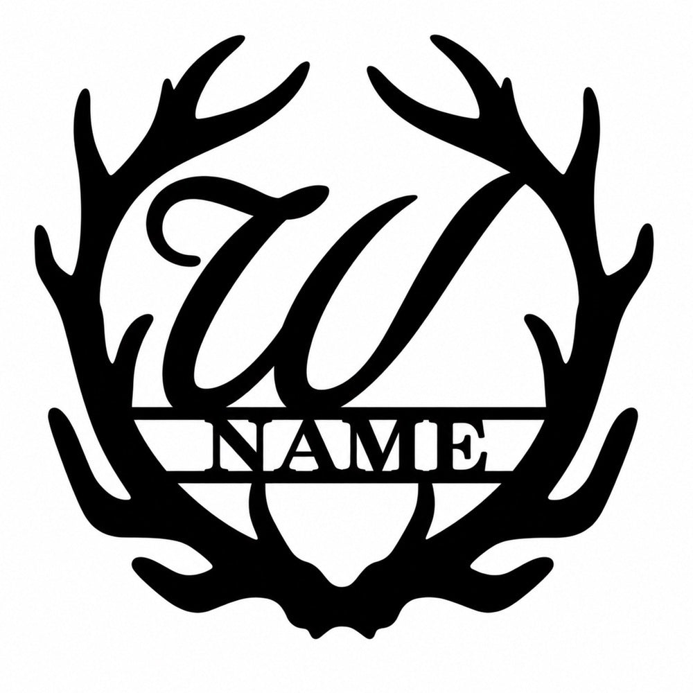 Personalized Initial Name Monogram metal wall sign displayed on the wall