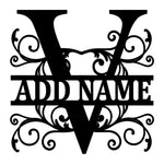 Personalized Initial Name Monogram metal wall sign displayed on the wall