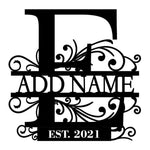 Personalized Initial Name Monogram metal wall sign displayed on the wall