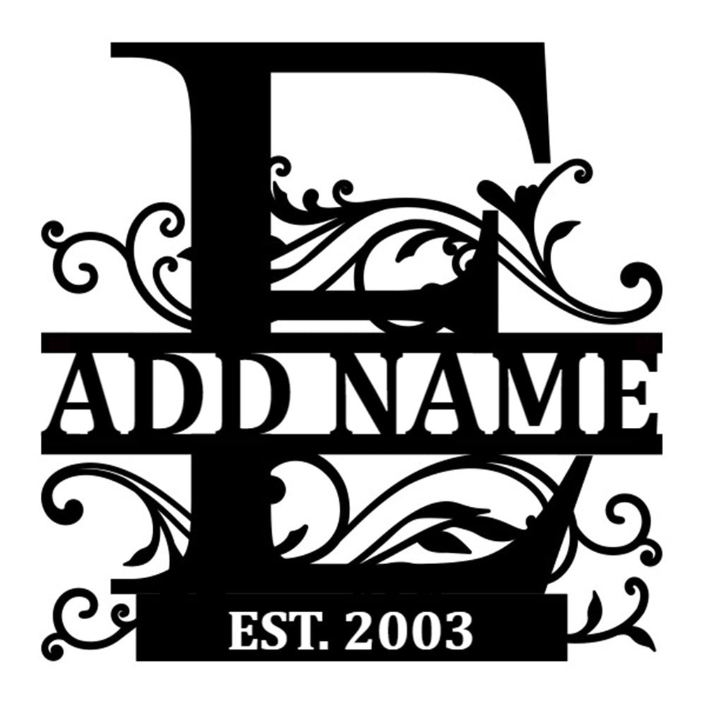 Personalized Initial Name Monogram metal wall sign displayed on the wall