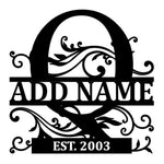 Personalized Initial Name Monogram metal wall sign displayed on the wall