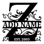 Personalized Initial Name Monogram metal wall sign displayed on the wall