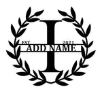 Personalized Initial Name Monogram metal wall sign displayed on the wall