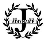 Personalized Initial Name Monogram metal wall sign displayed on the wall