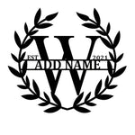 Personalized Initial Name Monogram metal wall sign displayed on the wall