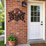 Personalized Initial Name Monogram metal wall sign displayed on the wall