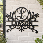 Personalized Initial Name Monogram metal wall sign displayed on the wall
