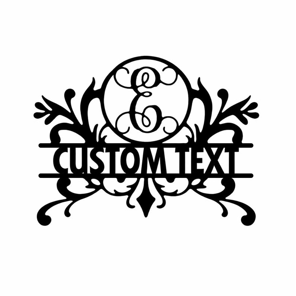 Personalized Initial Name Monogram metal wall sign displayed on the wall