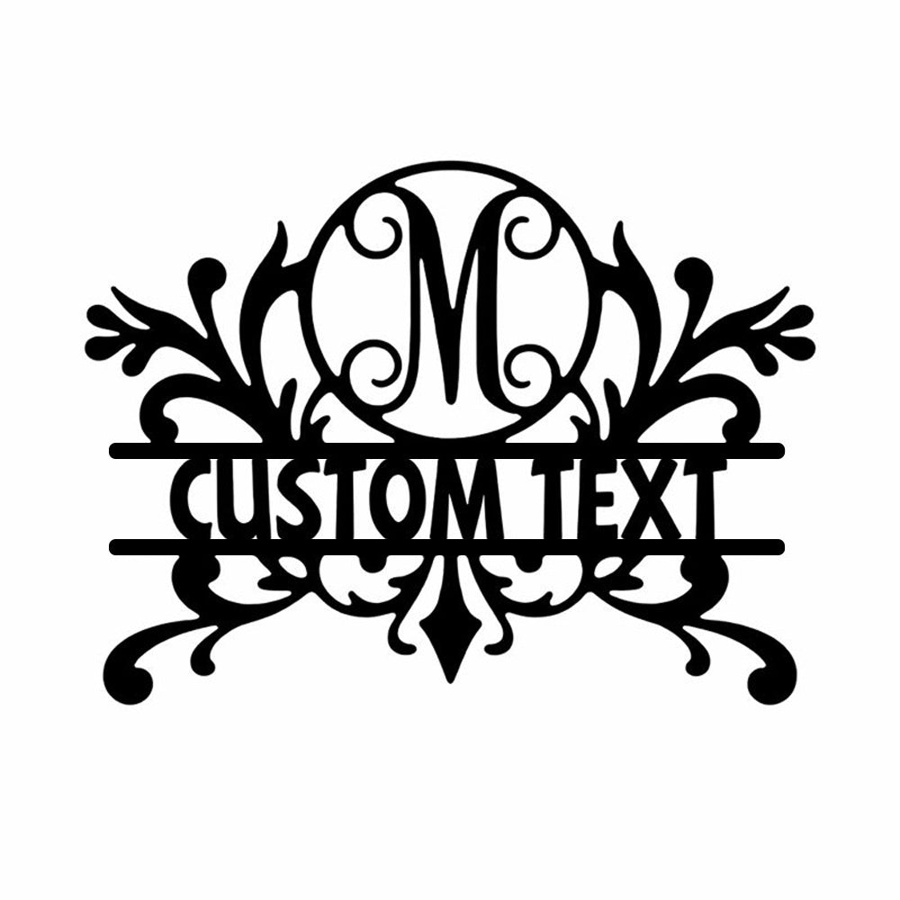 Personalized Initial Name Monogram metal wall sign displayed on the wall