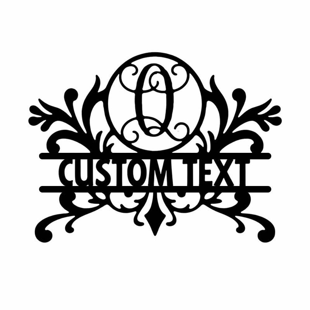 Personalized Initial Name Monogram metal wall sign displayed on the wall
