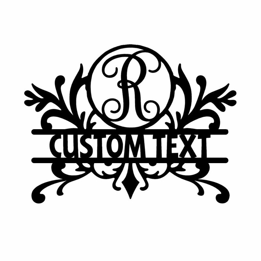 Personalized Initial Name Monogram metal wall sign displayed on the wall