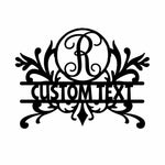 Personalized Initial Name Monogram metal wall sign displayed on the wall