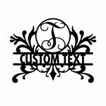 Personalized Initial Name Monogram metal wall sign displayed on the wall