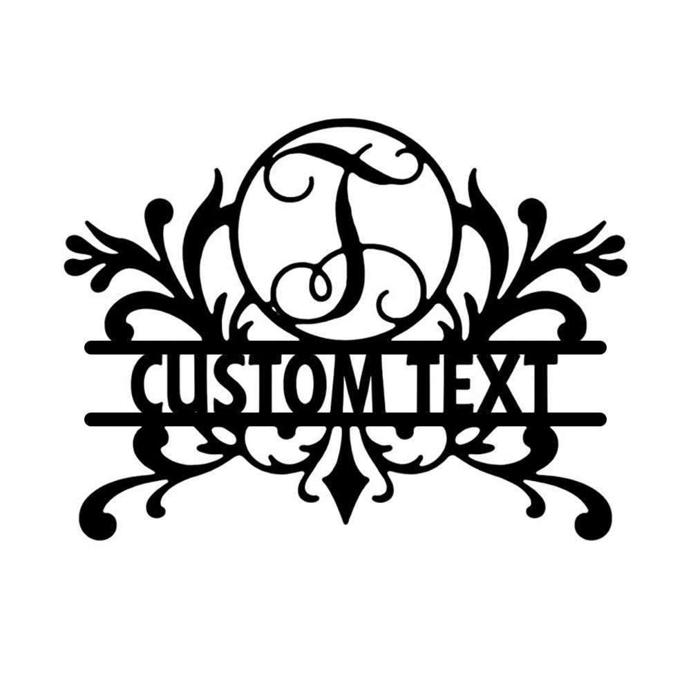 Personalized Initial Name Monogram metal wall sign displayed on the wall