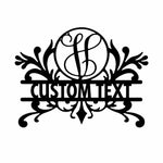 Personalized Initial Name Monogram metal wall sign displayed on the wall
