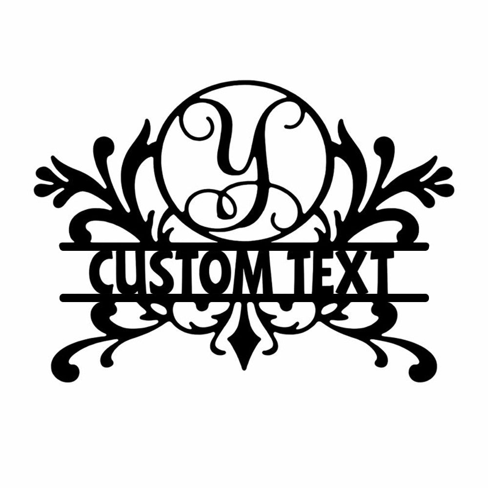 Personalized Initial Name Monogram metal wall sign displayed on the wall