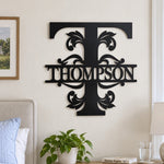 Personalized Initial Name Monogram metal wall sign displayed on the wall