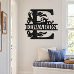 Personalized Initial Name Monogram metal wall sign displayed on the wall