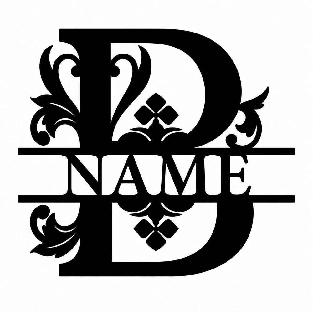 Personalized Initial Name Monogram metal wall sign displayed on the wall