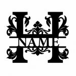 Personalized Initial Name Monogram metal wall sign displayed on the wall