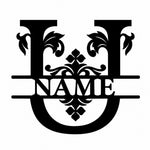 Personalized Initial Name Monogram metal wall sign displayed on the wall
