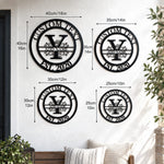 Personalized Initial Name Monogram metal wall sign displayed on the wall