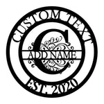 Personalized Initial Name Monogram metal wall sign displayed on the wall