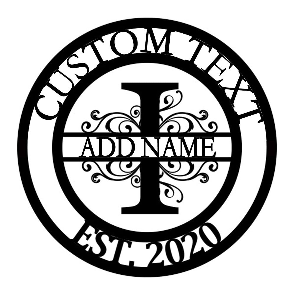 Personalized Initial Name Monogram metal wall sign displayed on the wall