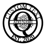 Personalized Initial Name Monogram metal wall sign displayed on the wall
