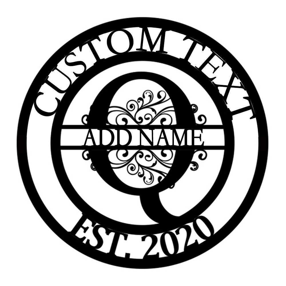 Personalized Initial Name Monogram metal wall sign displayed on the wall