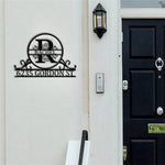 Personalized Initial Name Monogram metal wall sign displayed on the wall