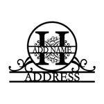 Personalized Initial Name Monogram metal wall sign displayed on the wall