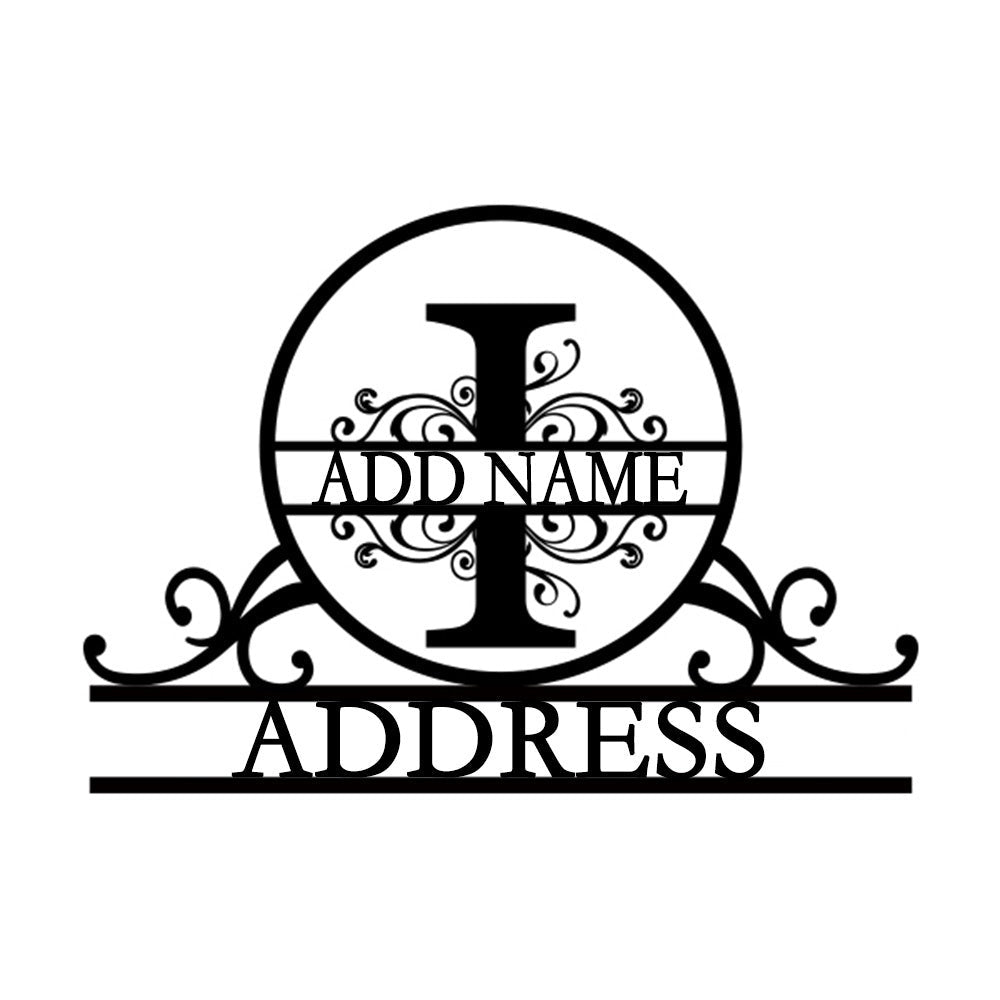 Personalized Initial Name Monogram metal wall sign displayed on the wall