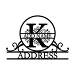 Personalized Initial Name Monogram metal wall sign displayed on the wall