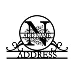 Personalized Initial Name Monogram metal wall sign displayed on the wall