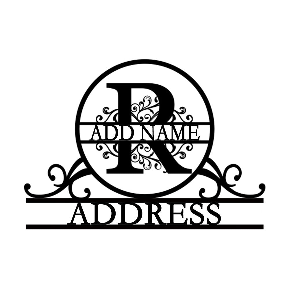Personalized Initial Name Monogram metal wall sign displayed on the wall