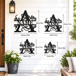 Personalized Initial Name Monogram metal wall sign displayed on the wall