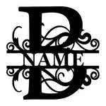 Personalized Initial Name Monogram metal wall sign displayed on the wall