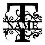 Personalized Initial Name Monogram metal wall sign displayed on the wall