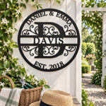 Personalized Initial Name Monogram metal wall sign displayed on the wall