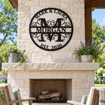 Personalized Initial Name Monogram metal wall sign displayed on the wall