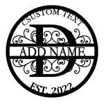 Personalized Initial Name Monogram metal wall sign displayed on the wall
